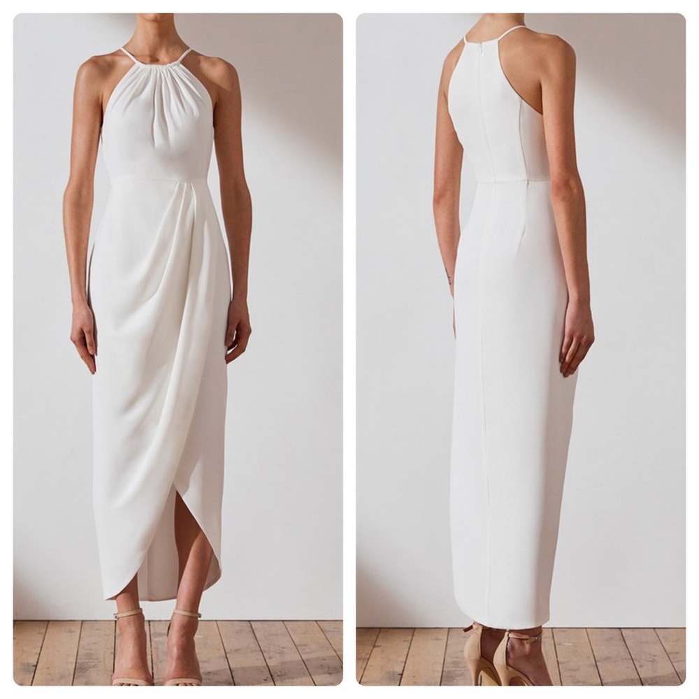 Shona Joy CORE HIGH NECK RUCHED DRESS - IVORY - 8